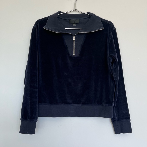 Nili Lotan Bentley Velour Quarter Zip Sweatshirt - Picture 4 of 8